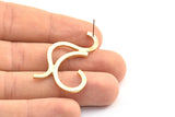 Abstract Earring Findings, 2 Raw Brass Geometric Earring Findings  (40x25x1.6mm) BS 1972
