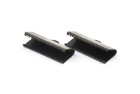 Choker Crimp Ends, 10 Oxidized Brass Black Large Ribbon Crimp Ends With Loop, Findings (25x10mm) A0041 S629