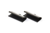 Choker Crimp Ends, 10 Oxidized Brass Black Large Ribbon Crimp Ends With Loop, Findings (25x10mm) A0041 S629