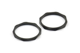 Black Faceted Ring, 6 Oxidized Brass Black Faceted Rings, Connectors (19mm) N0502 S380