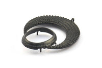 Black Crescent Pendant, 2 Oxidized Brass Black Crescent Pendants With 1 Loop and 15.5x20mm Pad Setting (43x34x2.8mm) BS 1885 S377