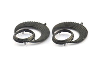 Black Crescent Pendant, 2 Oxidized Brass Black Crescent Pendants With 1 Loop and 15.5x20mm Pad Setting (43x34x2.8mm) BS 1885 S377