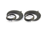 Black Crescent Pendant, 2 Oxidized Brass Black Crescent Pendants With 1 Loop and 15.5x20mm Pad Setting (43x34x2.8mm) BS 1885 S377
