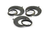 Black Crescent Pendant, 2 Oxidized Brass Black Crescent Pendants With 1 Loop and 15.5x20mm Pad Setting (43x34x2.8mm) BS 1885 S377
