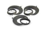 Black Crescent Pendant, 2 Oxidized Brass Black Crescent Pendants With 1 Loop and 15.5x20mm Pad Setting (43x34x2.8mm) BS 1885 S377