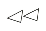 Black Triangle Charm, 2 Oxidized Brass Black Triangle Rings, Charms (53x53x40mm) Bs-1307 S373