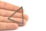 Black Triangle Charm, 2 Oxidized Brass Black Triangle Rings, Charms (53x53x40mm) Bs-1307 S373