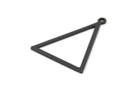 Black Triangle Pendants, 6 Oxidized Brass Black Triangles with 1 Loop (34x27x1mm) BS 2327 S366