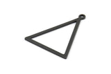 Black Triangle Pendants, 6 Oxidized Brass Black Triangles with 1 Loop (34x27x1mm) BS 2327 S366