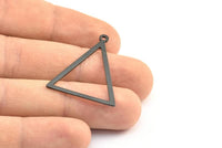 Black Triangle Pendants, 6 Oxidized Brass Black Triangles with 1 Loop (34x27x1mm) BS 2327 S366