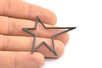 Black Star Charm, 5 Oxidized Brass Black Long Star Charm, Brass Findings (51x47x1mm) BS 1803 S365