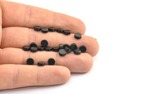 Round Spacer Bead, 25 Oxidized Brass Black Circle Industrial Spacer Bead, Findings (6x2.5mm) Bs-1329 S382