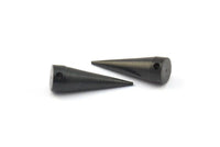 Spike Tribal Pendant, 3 Oxidized Brass Black Spike Tribal Pendants (22x7mm) A0764 S635