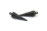 Black Spike Pendant, 2 Oxidized Brass Black Spike Tribal Pendants With 1 Loop (27x8mm) A0759 S628