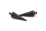 Black Spike Pendant, 2 Oxidized Brass Black Spike Tribal Pendants With 1 Loop (27x8mm) A0759 S628