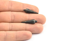 Black Spike Pendant, 2 Oxidized Brass Black Spike Tribal Pendants With 1 Loop (27x8mm) A0759 S628