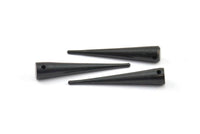 Long Spike Pendant, 2 Oxidized Brass Black Extra Long Spike Tribal Pendants (40x7mm) A0758 S637
