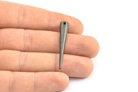 Long Spike Pendant, 2 Oxidized Brass Black Extra Long Spike Tribal Pendants (40x7mm) A0758 S637
