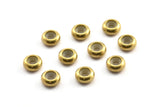 Silicone And Brass Bead Keeper, 12 Raw Brass Bead Keeper, Silicone And Brass, Rondelle With 4.5mm Hole (9x4mm) Y264