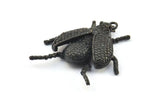 Tiny Bug Charm, 1 Oxidized Brass Black Bug Fly Insect Charm With 1 Loop (41x35mm) N0242 S642