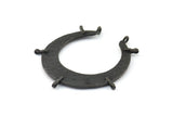 Hammered Crescent Pendant, 2 Oxidized Brass Black Hammered Crescent Pendants With 7 Loops (40x7.5x0.9mm) U077 S641