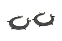Hammered Crescent Pendant, 2 Oxidized Brass Black Hammered Crescent Pendants With 7 Loops (40x7.5x0.9mm) U077 S641