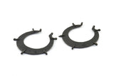 Hammered Crescent Pendant, 2 Oxidized Brass Black Hammered Crescent Pendants With 7 Loops (40x7.5x0.9mm) U077 S641