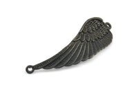 Black Wing Pendant, 2 Oxidized Brass Black Wing Pendants With 2 Loops, Earring, Jewelry Findings (43x13x1.5mm) BS 1959 S644