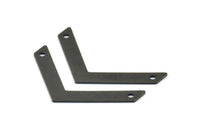 Black Chevron Pendant, 6 Oxidized Brass Black Chevron Pendants With 2 Holes (40x5x0.80mm) D0418--n0631 S639