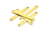 Tiny Rectangle Bar, 24 Raw Brass Rectangle Stamping Blanks with 2 Holes, Necklace Finding (40x5x0.80mm) U033