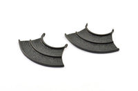 Black Channel Pendant, 1 Oxidized Brass Black Channel Pendants with 2 Loops (48x21x1mm) U088 S276