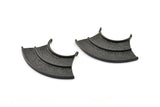 Black Channel Pendant, 1 Oxidized Brass Black Channel Pendants with 2 Loops (48x21x1mm) U088 S276
