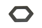 Black Hexagon Choker Charm, 3 Oxidized Brass Black Hexagon Blanks (30x0.8mm) D0151 S281