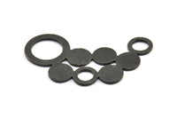 Black Ring Necklace, 1 Oxidized Brass Black Ring Necklace, Pendants, Charms, Findings (54x26x1.2mm) U111 S285