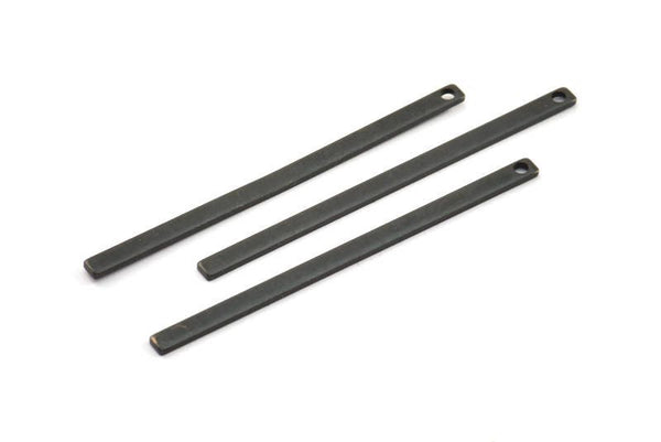 Black Bar Pendant, 12 Oxidized Brass Black Bar Pendant, Findings (55x3x1mm) Brc 154--a0826 A0907 S289