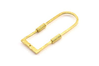 D Shape Rings, 4 Raw Brass D Shape Textured Connectors With 1 Hole, Rings  (47x19x1.4mm) BS 1884