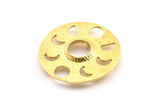 Moon Phases Pendant, 2 Raw Brass Circle Pendants With Pad Size 11mm, Earring Findings (34x1.2mm) BS 1899