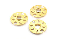 Moon Phases Pendant, 2 Raw Brass Circle Pendants With Pad Size 11mm, Earring Findings (34x1.2mm) BS 1899