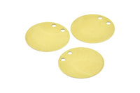 Brass Circle Pad, 25 Raw Brass Circle Stamping Pads, Cabochon Pads, Charms, Pendant, Findings with 2 Holes (25mm) A0348