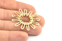 Brass Sun Pendant, 2 Raw Brass Sunny Pendants (39x2.2mm) BS 1988