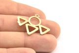 Brass Triangle Pendant, 3 Raw Brass Triangle Pendants With 1 Loop, Jewelry Findings (27x31.5x2mm) BS 1981
