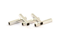 Geometric Tube Bead, 25 Silver Tone Square Tube Bead (3x20mm) Bs 1617 H0395