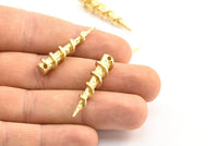 Brass Spike Pendant, 2 Raw Brass Spike Ethnic Pendants With 1 Hole (36x8.5mm) BS 1886