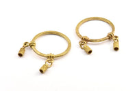 Reading Glass Pendant, 1 Raw Brass Circle Blanks for Glass With 2 End Caps, Geometric Pendant, Findings (37x2x3mm) BS 1881