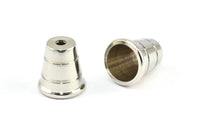Silver Industrial Cone End, 6 Silver Tone Industrial Cone End Caps, Findings, (13.4x12.8mm)  D0047 H0397