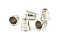 Silver Industrial Cone End, 6 Silver Tone Industrial Cone End Caps, Findings, (13.4x12.8mm)  D0047 H0397
