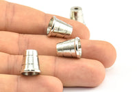 Silver Industrial Cone End, 6 Silver Tone Industrial Cone End Caps, Findings, (13.4x12.8mm)  D0047 H0397