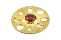 Moon Phases Pendant, 2 Raw Brass Circle Pendants With Pad Size 11mm, Earring Findings (34x1.2mm) BS 1899