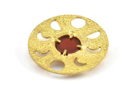 Moon Phases Pendant, 2 Raw Brass Circle Pendants With Pad Size 11mm, Earring Findings (34x1.2mm) BS 1899
