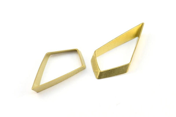Open Triangle Charm - 12 Raw Brass Triangle Thick Cut Connectors (30x15x2.5mm) BS 2330